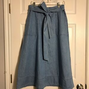 Universal Threads Maxi Blue Denim Tie-Waist A-Line Skirt 10